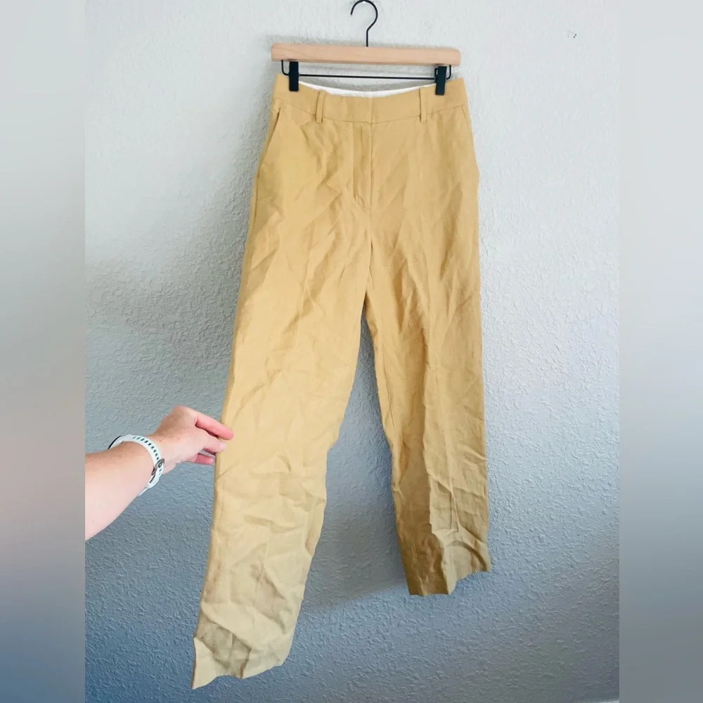 Wilfred Free Tan Khaki High Waisted Linen Blend Trousers